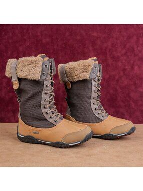 Pajar Women Genevieve Brown Leather Lace-up Cuff Winter Boots 8US EUR 39